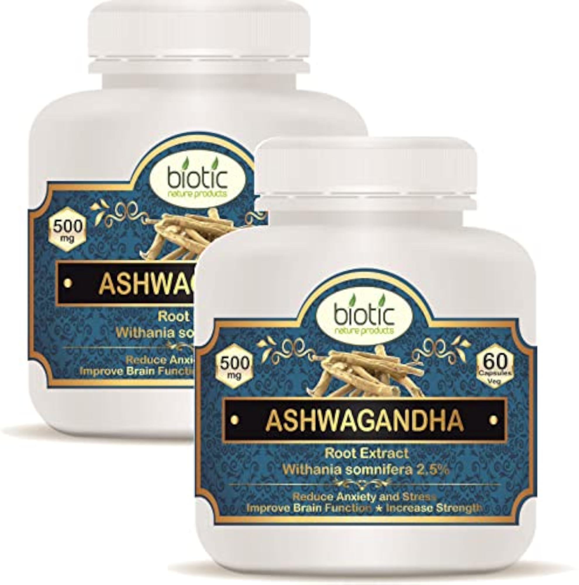 Ashwagandha Extract Capsules, 500mg, Pack of 2